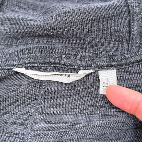 Athleta Blissful Open Front Hooded Wrap Cardigan Sweater Size Large Dark Gray - Picture 6 of 10